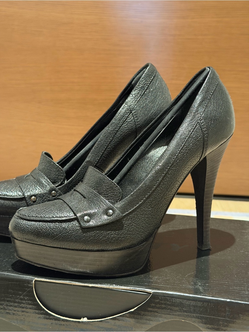 Miss Sixty Black Leather Platform Stiletto Pumps - Picture 3 of 7